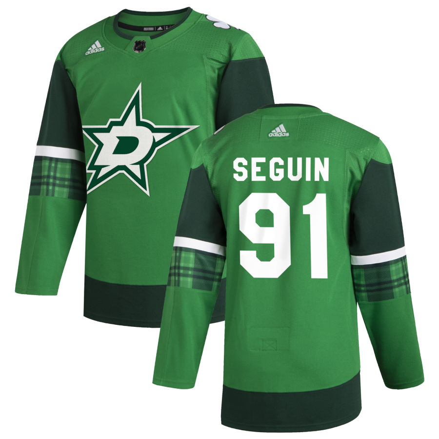 Cheap Dallas Stars 91 Tyler Seguin Men Adidas 2020 St. Patrick Day Stitched NHL Jersey Green